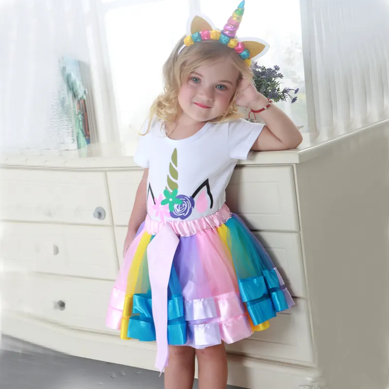 2019 Boutique de moda fiesta unicornio vestido disfraz Ballet Tutu falda para niños