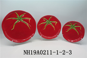 Piatti e piatti dipinti a mano in ceramica a forma <span class=keywords><strong>di</strong></span> pomodoro - Product Image 2