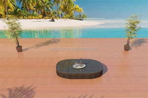 Desain Modern 12 bagian kursi putih furnitur taman luar ruangan besar cara santai rotan <span class=keywords><strong>sofa</strong></span> bulat besar