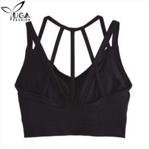 Sujetador deportivo de tiras negro para mujer personalizado al por mayor de fábrica de China - Product Image 3