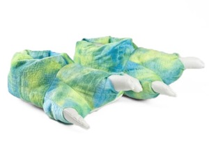Yangzhou – pantoufles d'intérieur antidérapantes, pieds de dinosaure vert, trois rapaces en peluche, pantoufles chaudes en peluche - Product Image 1