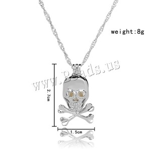 Pendentif <span class=keywords><strong>cage</strong></span> en perle d'eau douce classique et mignon, collier à fermoir, styles différents, alliage de zinc creux plaqué argent, bijoux cadeau - Product Image 5