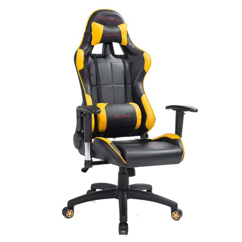 Silla ergonómica de oficina con respaldo alto y reposapiés, sillón de Gaming para carreras, color amarillo, nuevo diseño