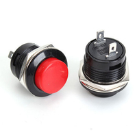 Interrupteur à bouton-poussoir momentané noir Off-(On) rond 16mm R13-507 SPST