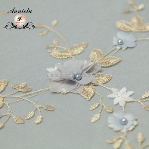 Tovaglia da sposa in chiffon fantasia con decorazione di nozze in tovaglia di lino ricamata <span class=keywords><strong>perla</strong></span> - Product Image 3