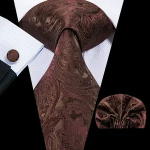 Chất Lượng Cao Jacquard Sang Trọng Mens Quan Hệ Paisley Lụa Ý Vát Bộ