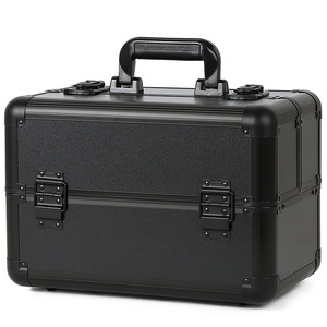 Beautify Pink Jungle Professional Aluminum <strong>Makeup</strong> Train Case Lockable Storage <strong>Box</strong> With Drawers and Trays - Product Image 4