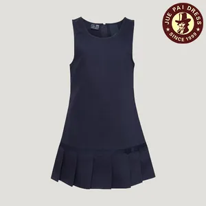 School Girls Pleated Dress Uniform Navy Blue School Uniform Jumper