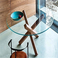 Table ronde en verre trempé de haute qualité avec coins de sécurité personnalisés