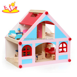 Barato al por mayor rosa <span class=keywords><strong>de</strong></span> <span class=keywords><strong>madera</strong></span> tamaño casa <span class=keywords><strong>de</strong></span> <span class=keywords><strong>muñecas</strong></span> para los niños W06A316 - Product Image 6