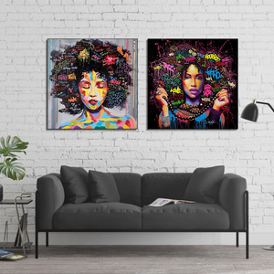 Impresión HD, Arte Abstracto Afroamericano, Retrato Negro, Lienzo Decorativo <span class=keywords><strong>para</strong></span> Pared, Póster <span class=keywords><strong>de</strong></span> Mujer Afro, Pintura en Lienzo <span class=keywords><strong>para</strong></span> Decoración <span class=keywords><strong>de</strong></span> Pared, Dropship - Product Image 4