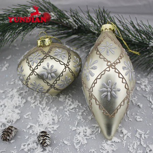 Hochwertige Glas Bastel kugeln hängen Spiegel Weihnachten Malerei Ball mit glänzendem Muster gesetzt - Product Image 2