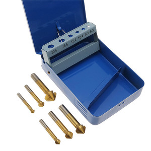 <strong>Titanium</strong> <strong>Plated</strong> Three Edge Chamfering Device Iron Box /20.5/16.5/12.4/10.4/8.3/6.3/6PC Chamfer Drill