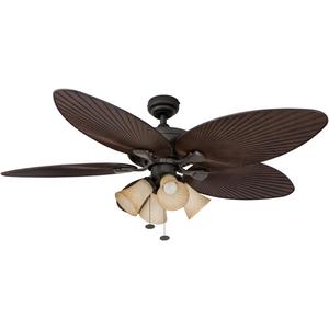 52 inç Blade 5 ABS palmiye yaprağı açık Vietnam dekoratif tavan vantilatörü 4 lamba ile - Product Image 1