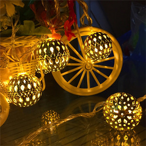 Không thấm nước ngoài trời 10 LED Ma-rốc kim loại toàn cầu đèn lồng năng lượng mặt trời Powered chuỗi đèn cây trang trí chiếu sáng trang trí - Product Image 5