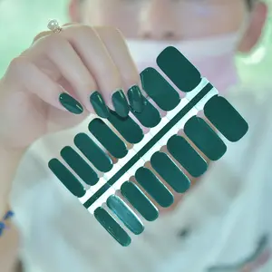 时尚流行的日韩风格绿色简单指甲贴纸，最佳指甲包装