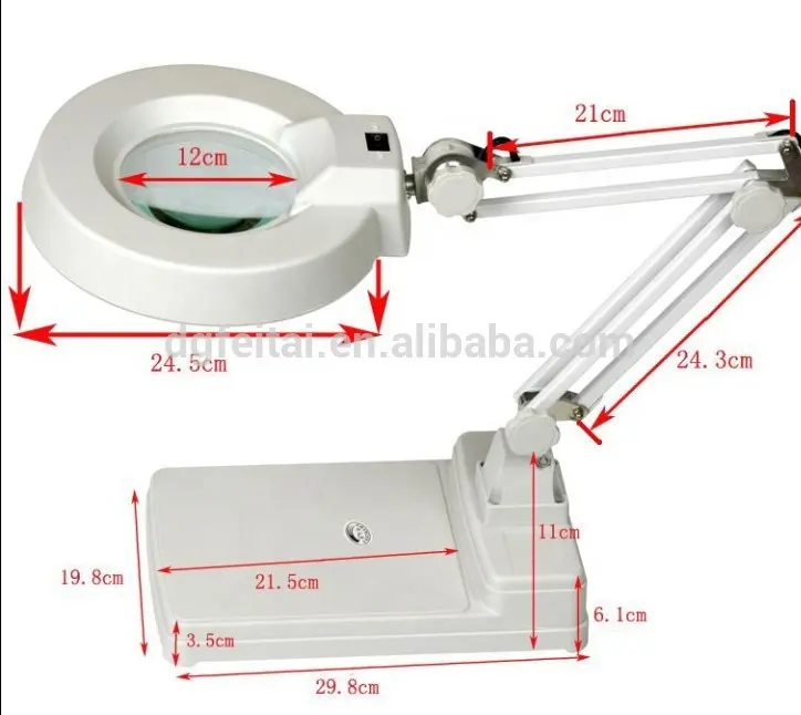 Lupa de mesa ajustável FT-86C, suporte de cruz para mesa mesa luz de led