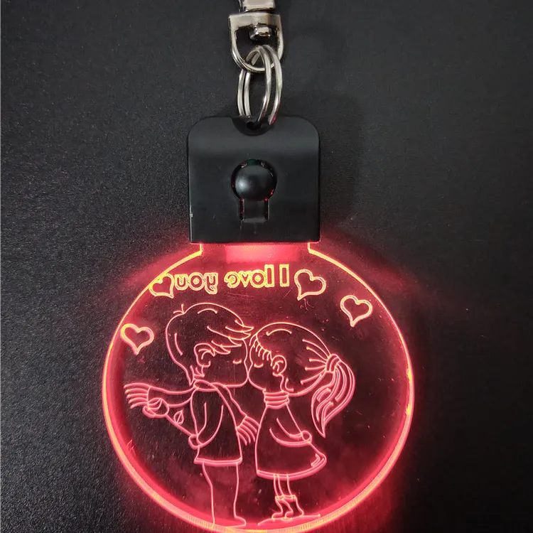 Ben aşk U öpücük tasarım akrilik LED anahtarlık anahtarlık hediye olarak LED ışıkları