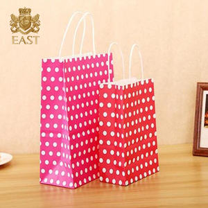 <strong>Cheap</strong> Festival Gift Packaging Polka Dot Pink <strong>Paper</strong> <strong>Bag</strong> With Rope Handle - Product Image 2