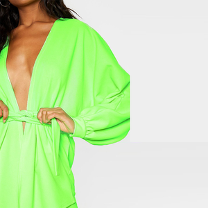 Chaqueta acampanada con escote en V para mujer, conjunto de dos piezas, color <span class=keywords><strong>verde</strong></span> neón, <span class=keywords><strong>Lima</strong></span>, 2020 - Product Image 6