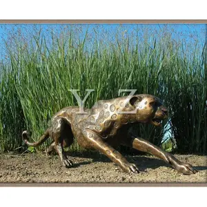 家居装饰金属工艺品黄铜动物雕像青铜豹纹雕塑待售