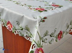Polyester/Cotton Nonwoven Floral Embroidered Disposable <strong>Square</strong> <strong>Tablecloth</strong> with Cutwork for Wedding &amp; Home Use - Product Image 2