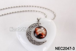 Mode bijoux souris sur l'image pour <span class=keywords><strong>agrandir</strong></span> Hot élégant femmes Galaxy univers croissant lune verre Cabochon collier pendentif - Product Image 4