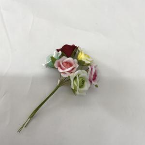 6 teste di piccola rosa fiori artificiali bouquet da sposa della decorazione del mestiere - Product Image 3