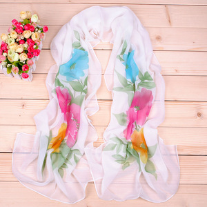 Bufanda larga de flor de poliéster a la moda para mujer, chal, bufandas de gasa - Product Image 3