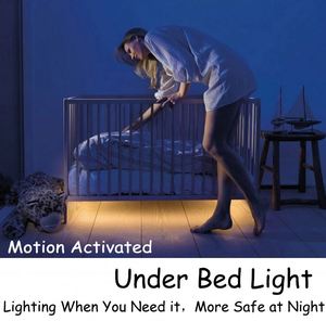 Échantillon gratuit 1m 60 LED Alimenté par piles AAA Bande lumineuse LED activée par capteur de mouvement PIR pour chambre à coucher Cuisine - Product Image 4