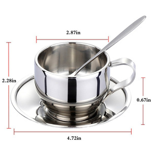 Set di Tazza e Piattino per Tè e <span class=keywords><strong>Caffè</strong></span> Riutilizzabile Ecologico Personalizzato in Acciaio Inox a <span class=keywords><strong>Doppia</strong></span> <span class=keywords><strong>Parete</strong></span> da 5,5 Once - Product Image 6