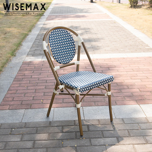 WISEMAX FURNITURE French Bistro Outdoor Rattan Garden Furniture <strong>Bamboo</strong> Look Woven Rattan Wicker <strong>Chairs</strong> - Product Image 2