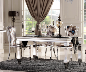 Moderno Acero inoxidable corte personalizado mesa de mármol mesa de comedor y 6 sillas - Product Image 3
