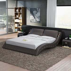 Top Rated Producten Modern Design Geïmporteerd Top Grain Leer Antieke Curve Vorm Bed, Slaapkamer Meubels - Product Image 2