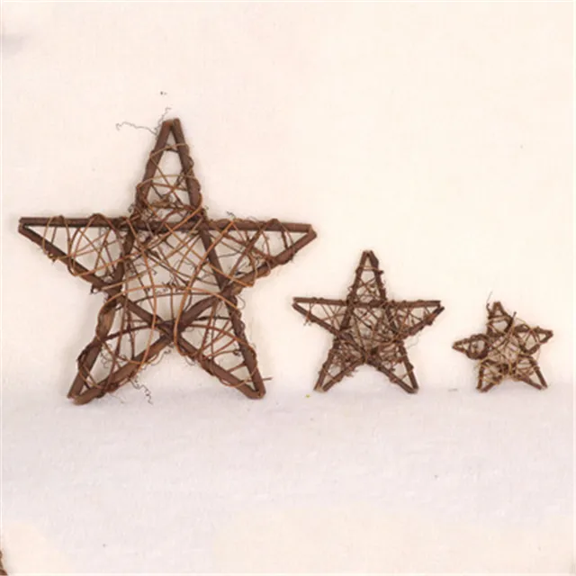 10cm Dry Rattan Hanging Decoration Stars Christmas Decoration