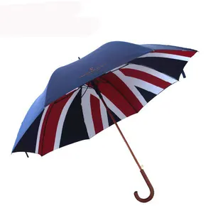 Bendera Inggris Lapisan Ganda Kualitas Baik Buka Otomatis Dicetak Di Dalam Payung