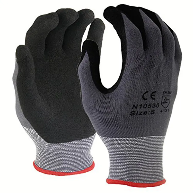 ZMSAFETY-guantes De seguridad De Nitrilo, manómetro De 13 cm con revestimiento De Nitrilo arenoso, en color gris