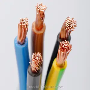 copper single strands wire pvc insulated electrical installation cable green, red, blue, yellow-green, yellow, black