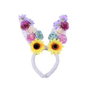 QueenBaby Tissu Doux Bébé Fille Licorne <span class=keywords><strong>Bandeau</strong></span> D'<span class=keywords><strong>oreille</strong></span> de <span class=keywords><strong>Lapin</strong></span> De Pâques Fleur Cheveux Hoop Partie D'anniversaire Bandeaux - Product Image 4