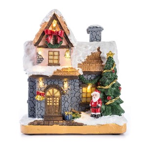 6 "樹脂クリスマスシーンビレッジハウスタウン、暖かい白色LEDライト付き - Product Image 1