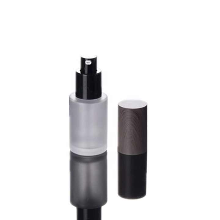 30ml 100ml 120ml 30g 50g Matte Glass Lotion Bottle / Empty Jar With Wood Grain Lid / Cosmetics Cream Bottle and Jars