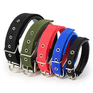 Bestseller Comfort Zachte Nylon Lederen Hals Beschermende Schuim Katoen Halsband Met Verstelbare Chrome Gesp 5 Maten