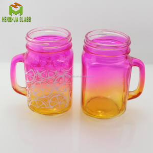 Tùy chỉnh màu sắc 16oz Glass <span class=keywords><strong>Mason</strong></span> Jar <span class=keywords><strong>450ml</strong></span> uống nước trái cây bia miệng rộng thực phẩm đóng hộp <span class=keywords><strong>Mason</strong></span> Glass Jar Mug container với xử lý - Product Image 2