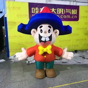 Hot sale advertising inflatable boy costume inflatable cartoon character costume inflatable boy with hat