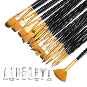 <span class=keywords><strong>Amazon</strong></span> chaud 15 Pièces Artiste Citron Jaune En Nylon Artiste <span class=keywords><strong>Pinceau</strong></span> Ensemble Pour Huile, Acrylique, Aquarelle <span class=keywords><strong>Peinture</strong></span> - Product Image 3