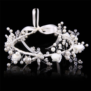 เจ้าสาวสวยผมมงกุฎประดิษฐ์ดอกไม้ผม garland สีขาวมุก - Product Image 6
