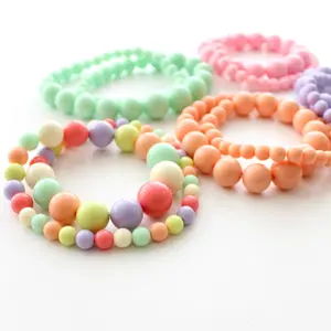 Children Wholesale Plastic Resin Bead Bracelet Colorful Rainbow Cartoon Pendant Bracelet Little Girl Jewelry