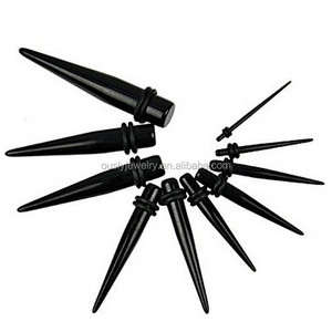 Rvs bar zwart <span class=keywords><strong>taper</strong></span> oorbellen acryl oorstekers nep piercing - Product Image 2