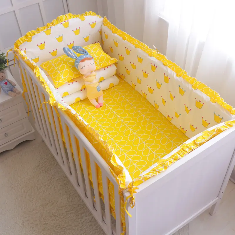 Impreso colorido cuna ropa de cama bebé conjunto de parachoques