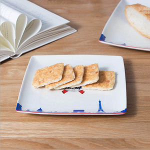 Fábrica OEM 8 pulgadas cuadrado <span class=keywords><strong>blanco</strong></span> de cerámica placa de la torta para hotel - Product Image 1